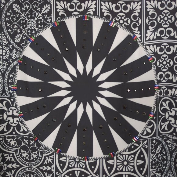 Desigual Women's Long Sleeve Geometric Print Tunic Top With Sheer Floral Sleeves - Picture 5 of 12